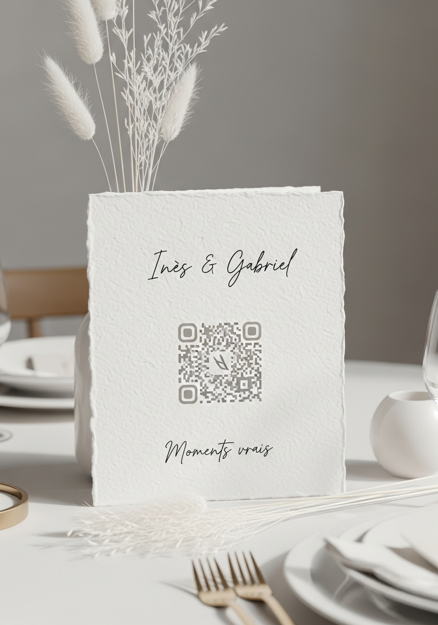 Affiche QR Code Mariage Bohème Naturel