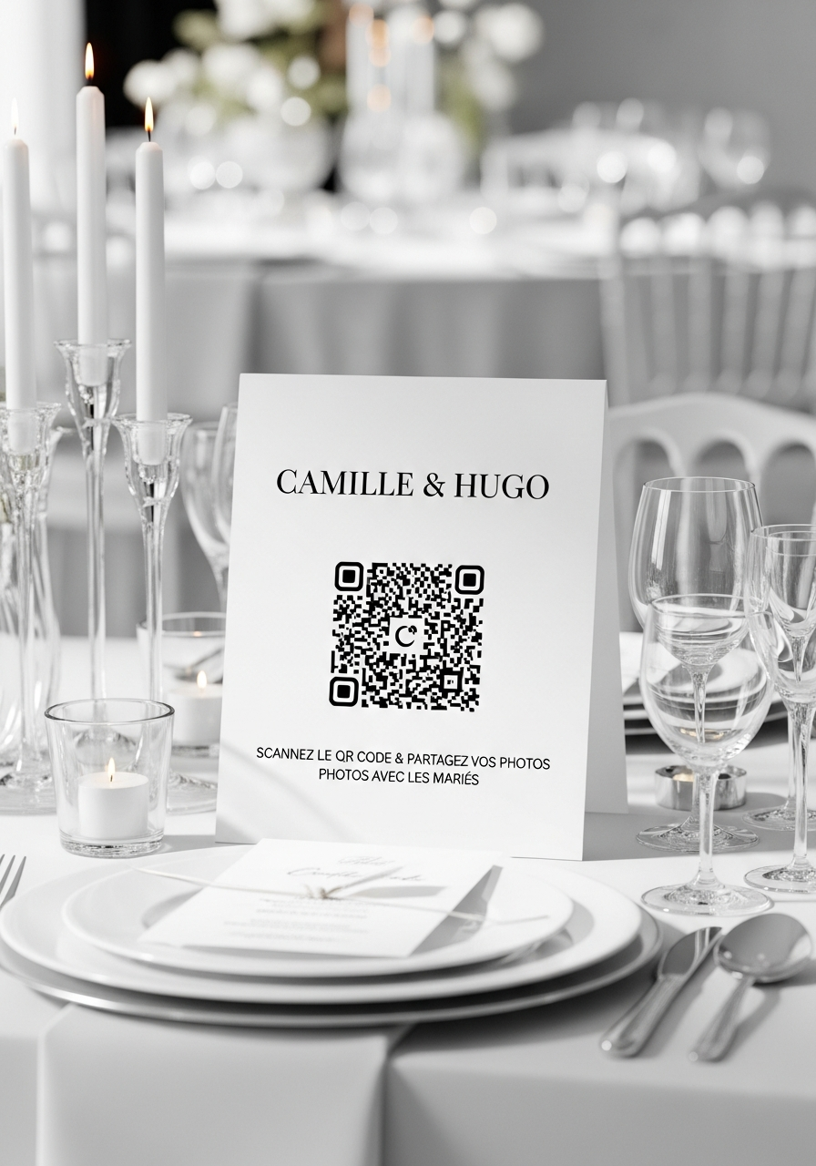 Affiche QR Code Mariage Moderne Lumineux