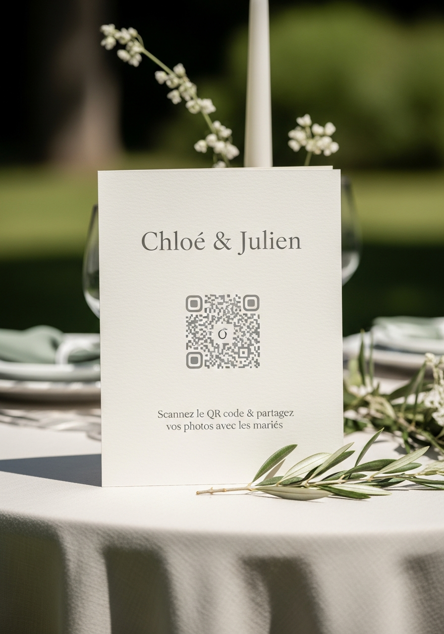 Affiche QR Code Mariage Végétal Discret