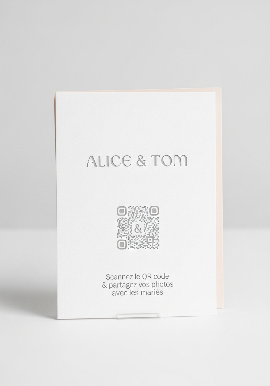 Affiche QR Code Mariage Minimaliste Doux