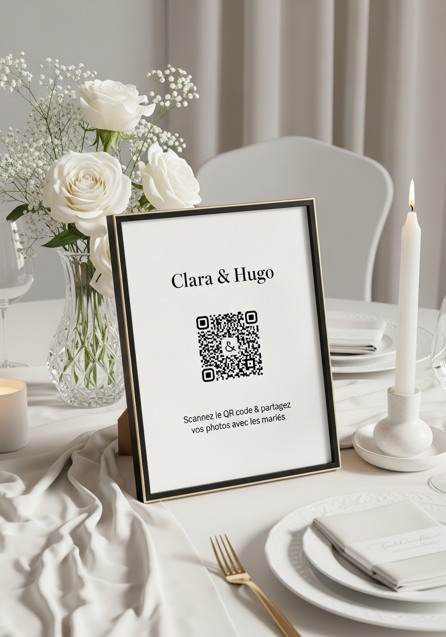 Affiche QR Code Mariage Cadre Fin