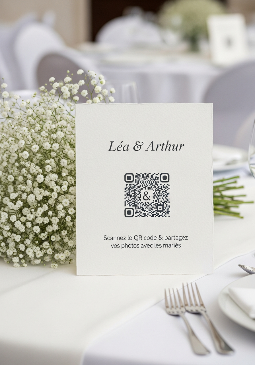 Affiche QR Code Mariage Papier Coton