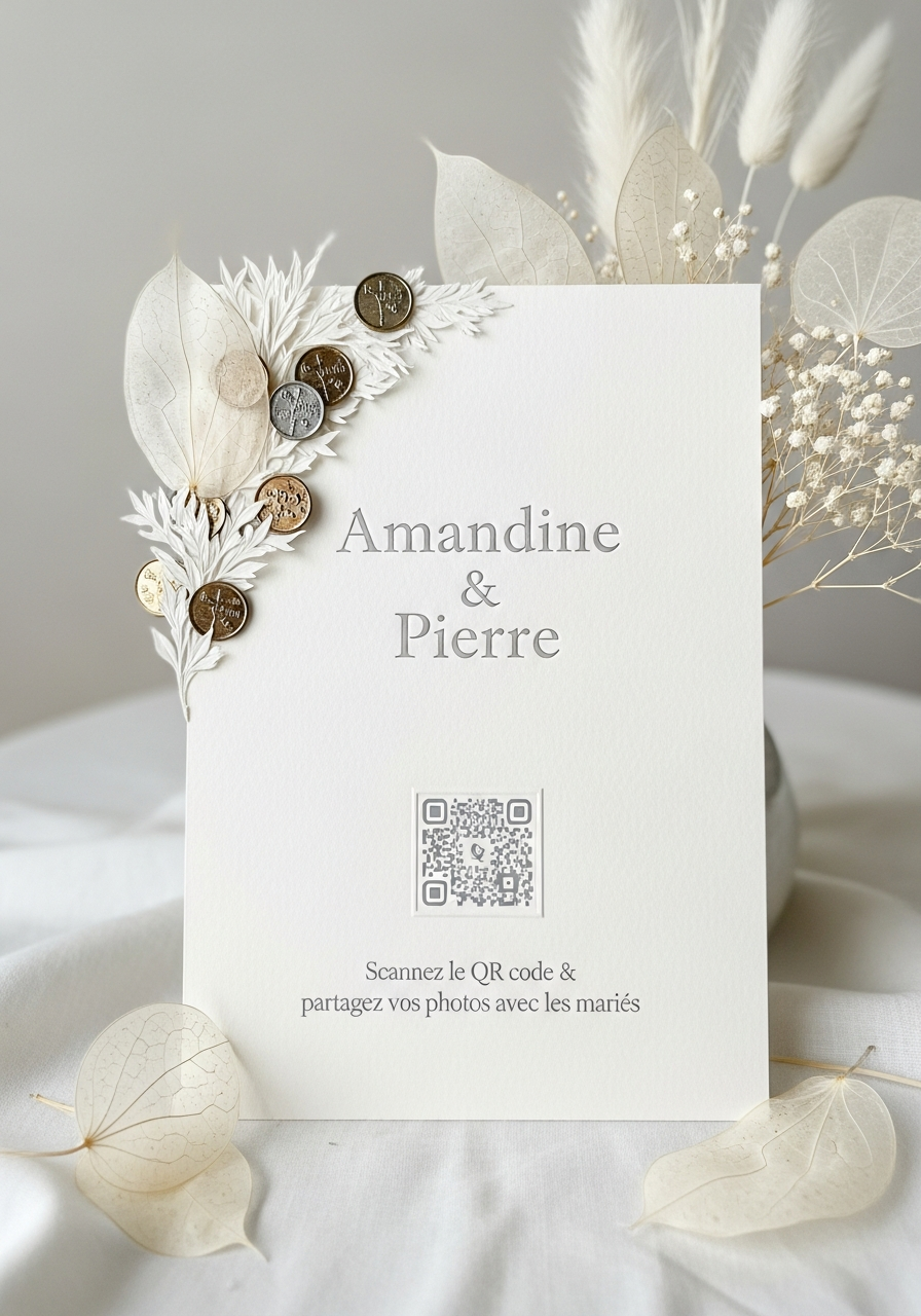 Affiche QR Code Mariage Relief Gaufré
