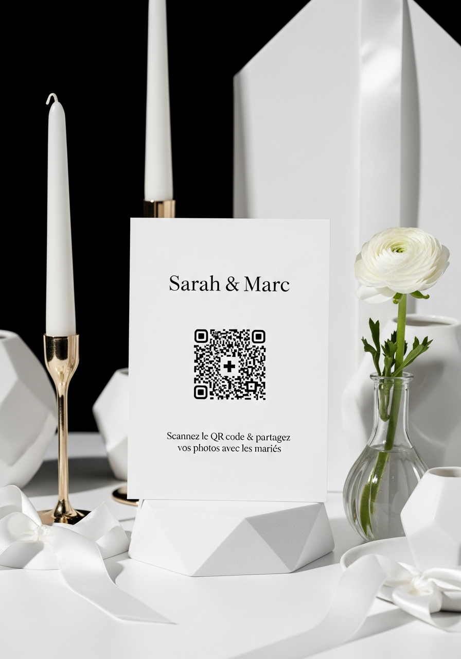Affiche QR Code Mariage Minimaliste Chic
