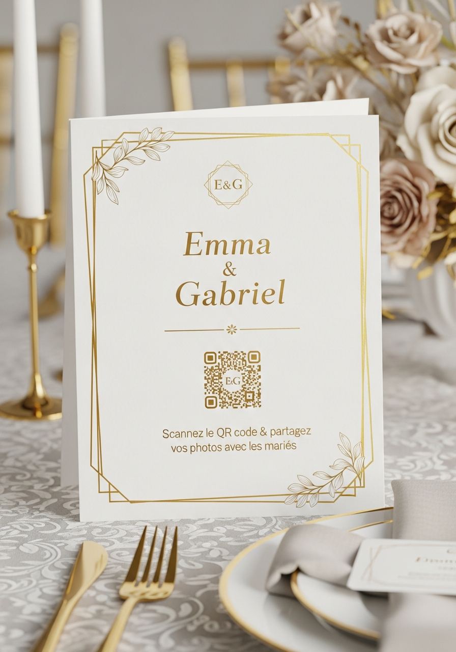 Affiche QR Code Mariage Luxe Raffiné