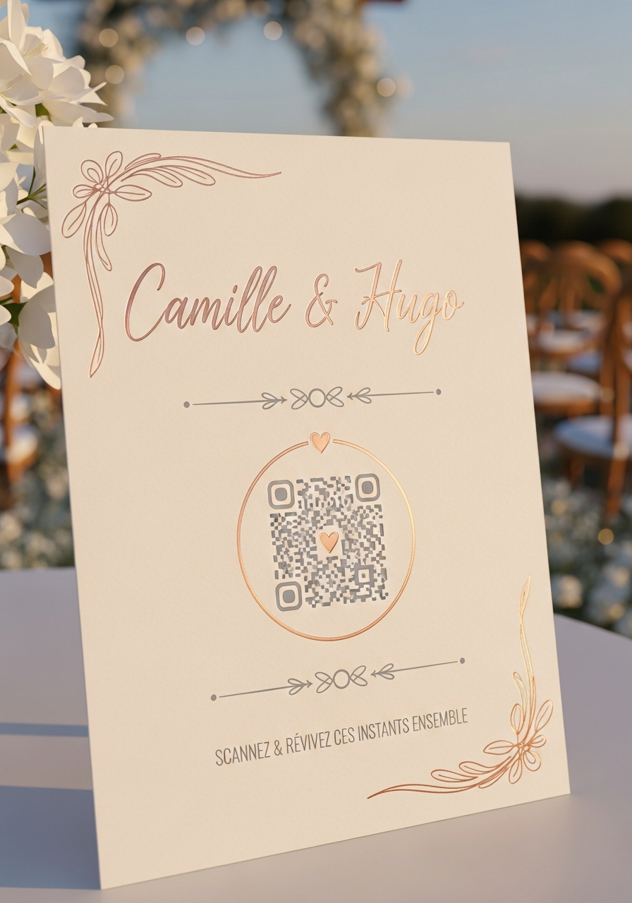 Affiche QR Code Mariage Romantique Poétique