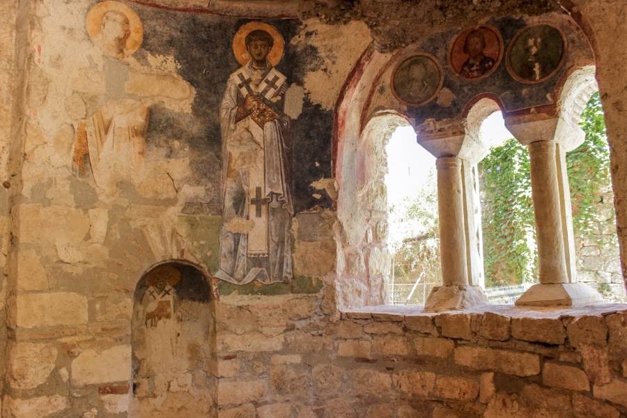 inside view of the ruins of the church of saint nicholas in demre turkey