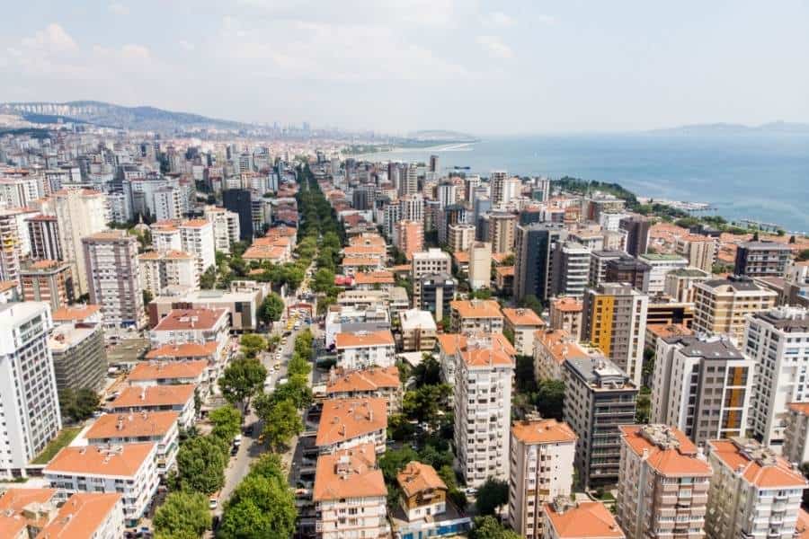 aerial view of bagdat caddesi in kadikoy istanbul