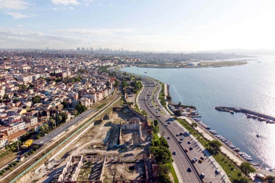 aerial view of florya coastline in istanbul