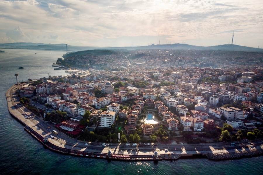 aerial view of uskudar coastline in istanbul