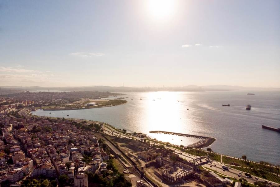 aerial view of bakirkoy coastline in istanbul