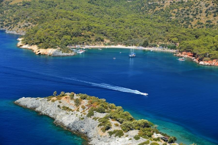 aerial view of gemiler bay fethiye