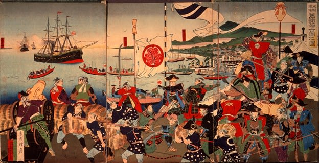 The arrival of American ships in Japan