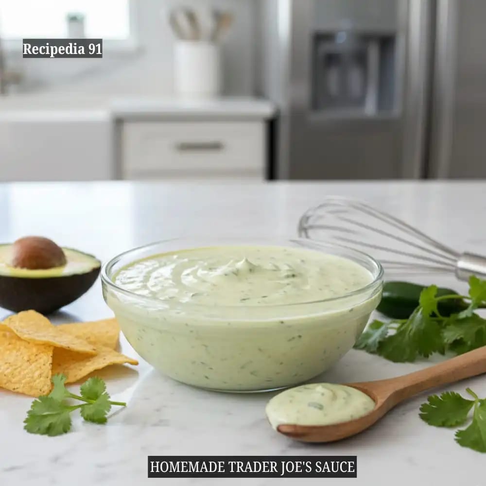 Homemade Trader Joe’s Jalapeño Sauce - A perfectly finish sauce on my kitchen table.