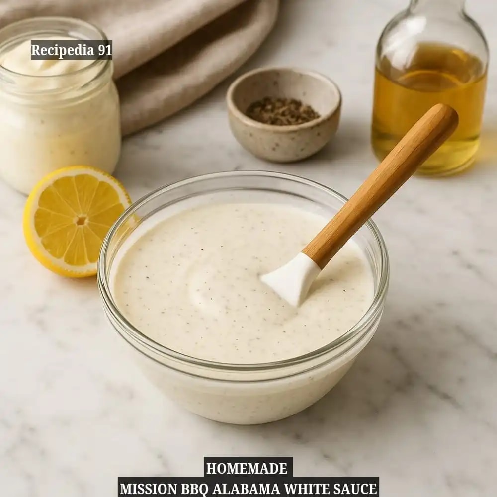 Homemade Mission BBQ Alabama White Sauce - A finished sauce in the bowl.