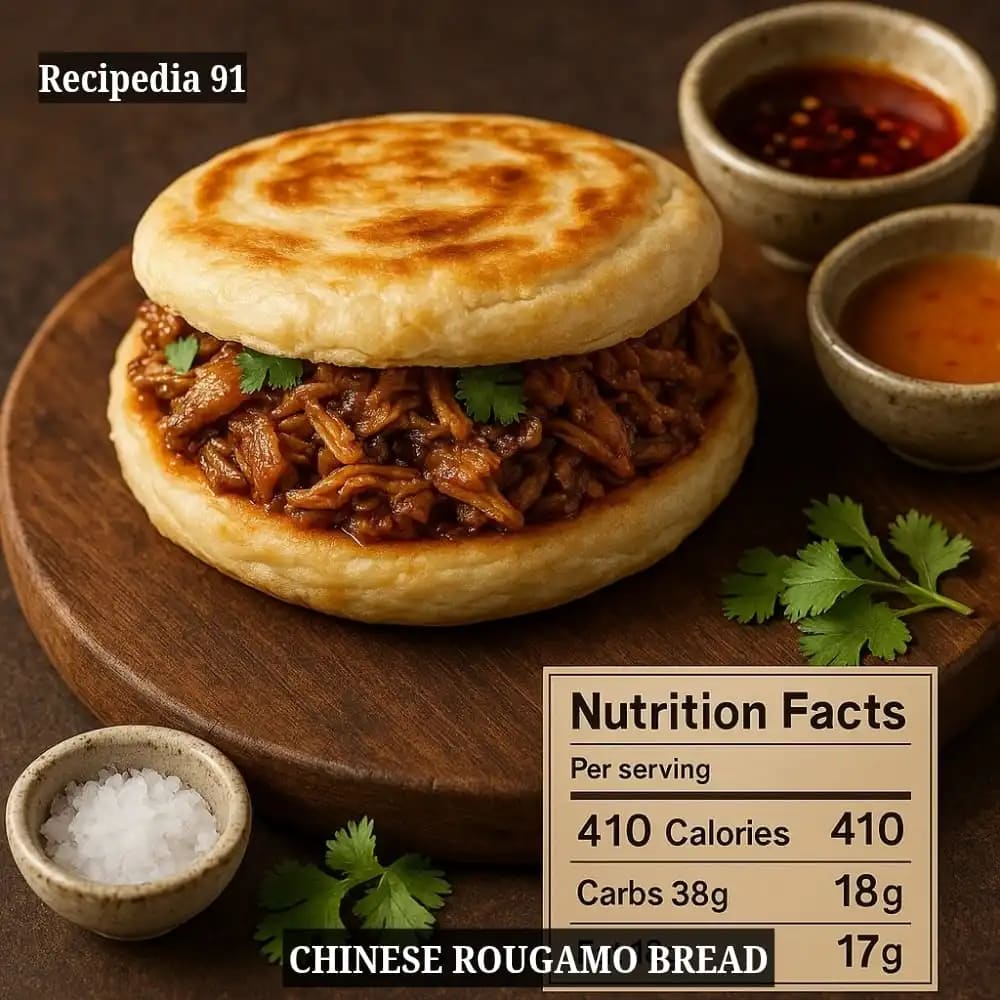 Homemade Rougamo Bread - A Zoomed finished HD image of this dish on the kitchen table.