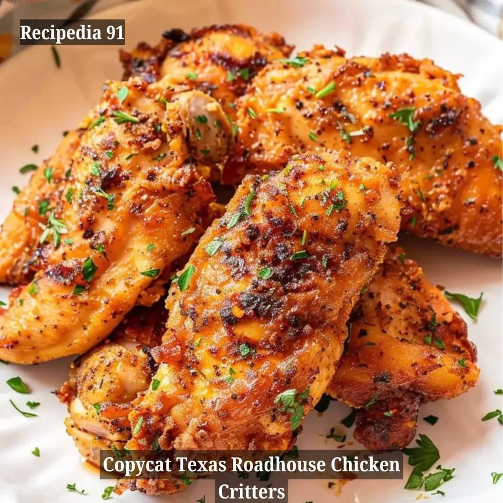 Texas Roadhouse Chicken Critters - A Closeup image of the finished dish on the plate.