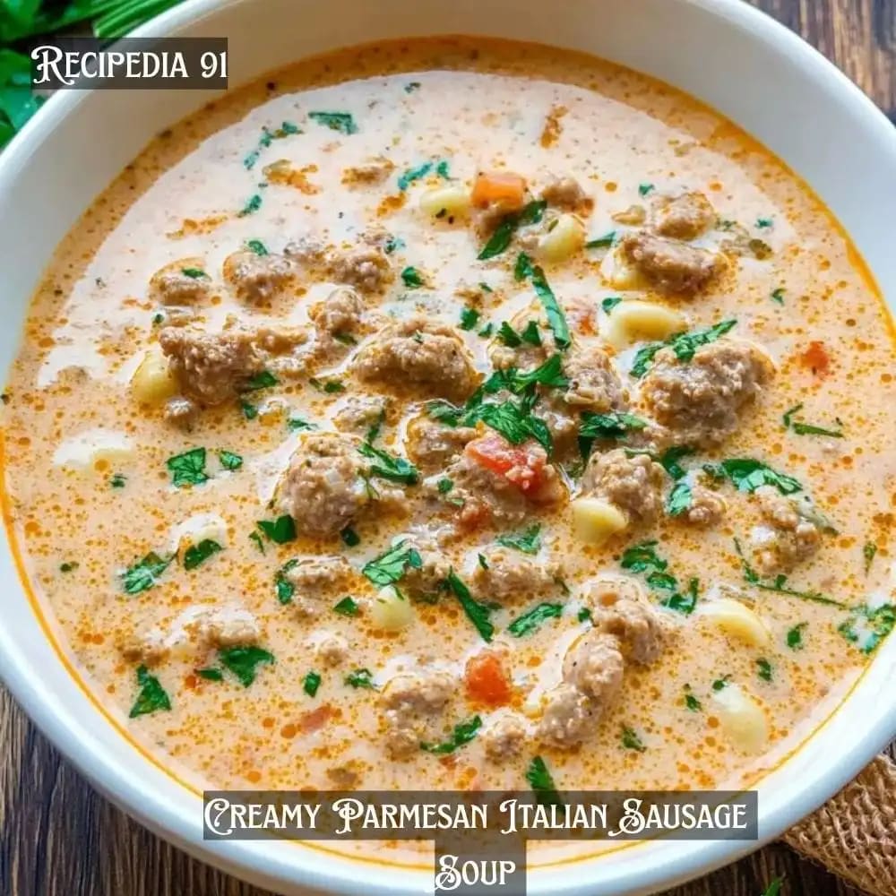 Creamy Parmesan Italian Sausage Ditalini Soup