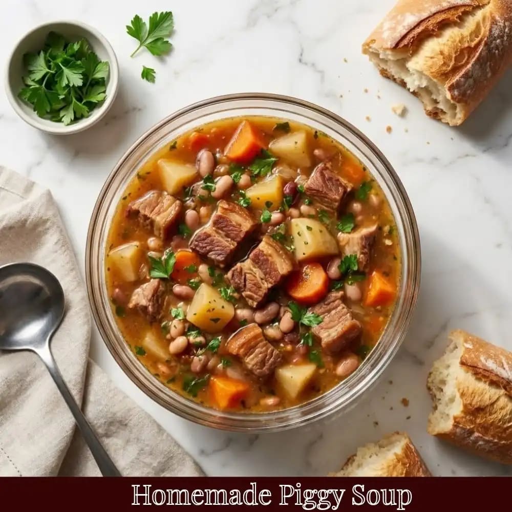 Homemade Piggy Soup - A perfectly made soup on the kitchen table