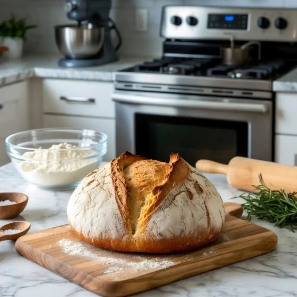 Homemade Outdoor Boys Bread - Perfectly baked bred on my kitchen table