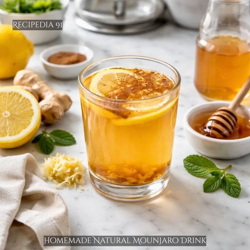 Homemade Natural Mounjaro Drink - A perfectly make drink on my kitchen table.