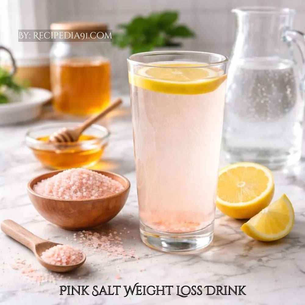 Pink Salt Weight Loss Drink - A perfectly made drink on my kitchen table.