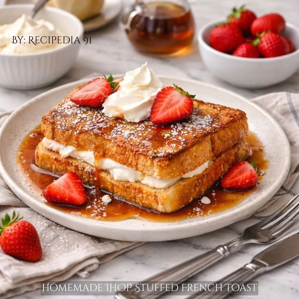 Homemade IHOP Stuffed French Toast - A perfectly made French toast on my kitchen table