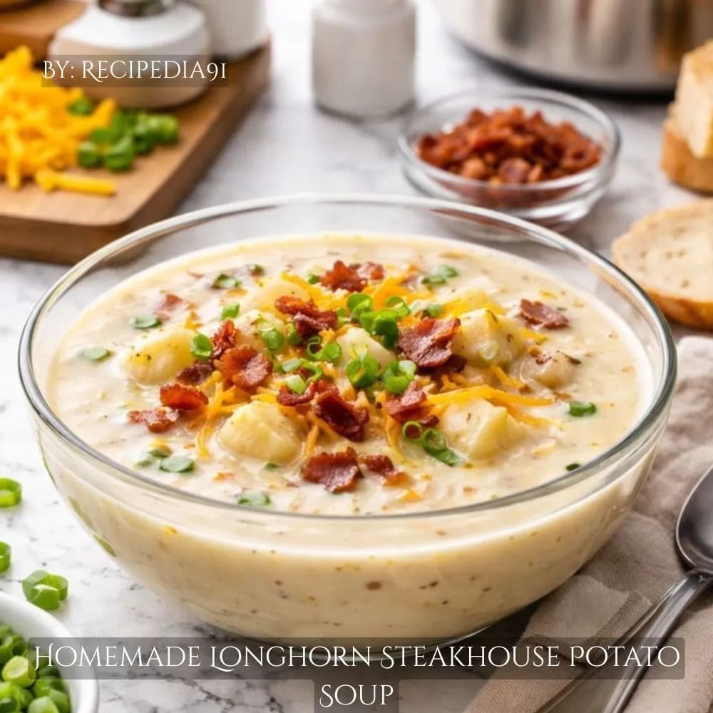 Homemade Longhorn Steakhouse Potato Soup - A perfectly made soup on my kitchen table