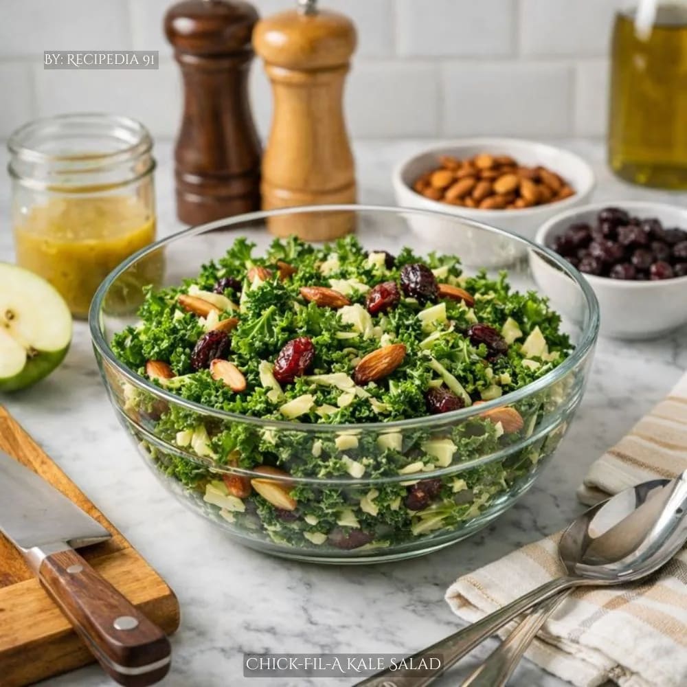 Homemade Chick-Fil-A Kale Salad - A perfectly made salad bowl in my kitchen table