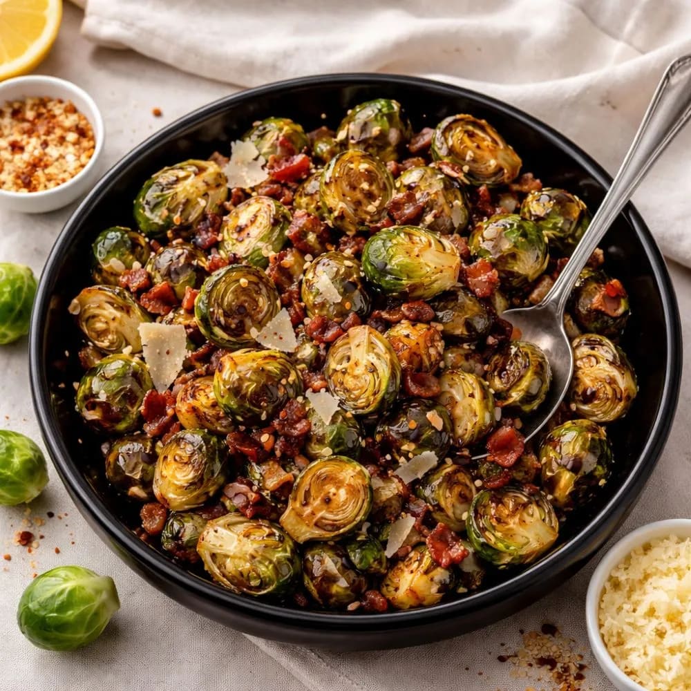 Saltgrass-Steakhouse-Brussel-Sprouts-Recipe - perfectly made dish on my kitchen table.
