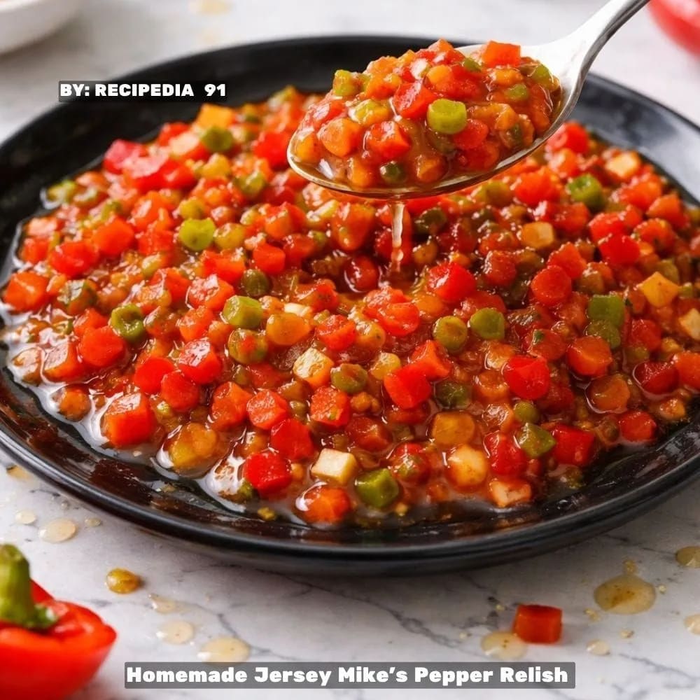 Homemade Jersey Mike's Pepper Relish - A perfectly made spread on my kitchen table.