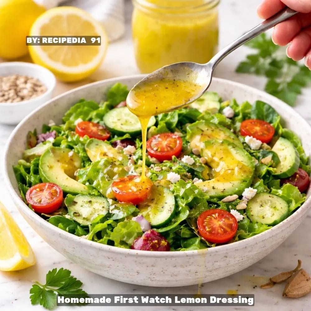 Homemade First Watch Lemon Dressing - A perfectly made dressing, drizzle over the green salad.