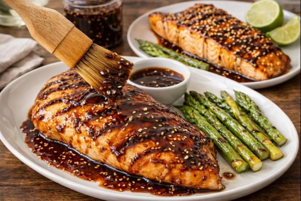 Final Serving Image of the Soyaki Sauce Glaze on my kitchen table with chicken
