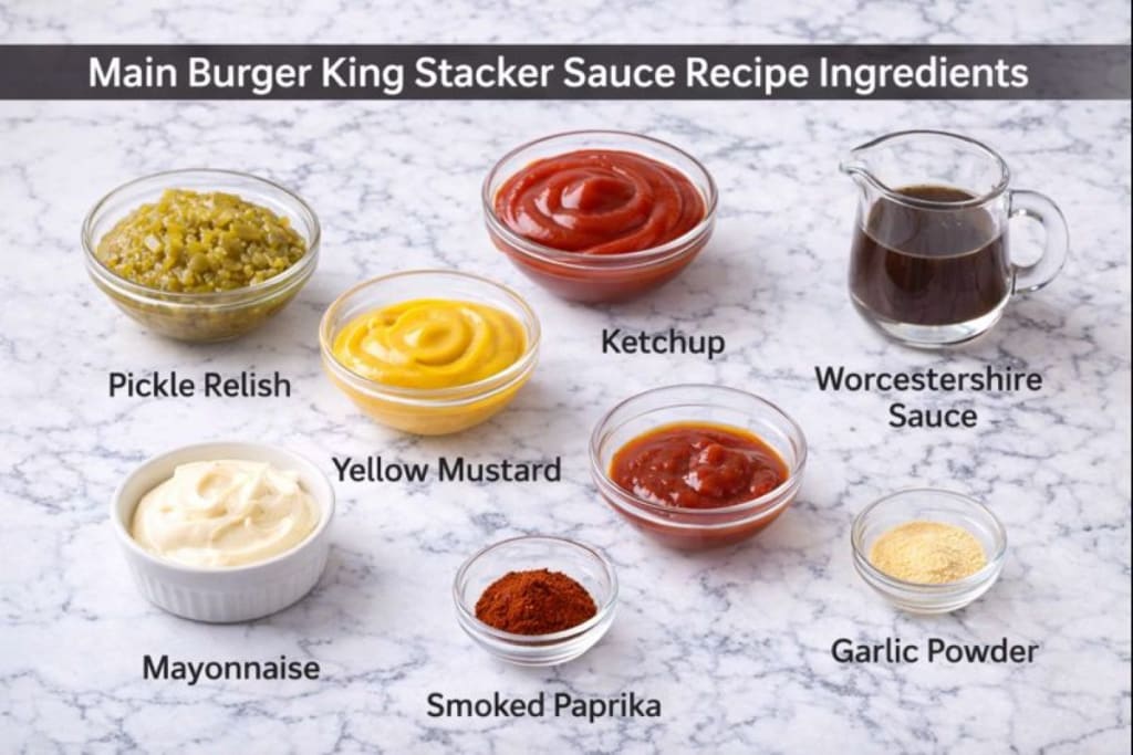 Burger King Stacker Sauce Recipe Ingredients - Main ingredients on my kitchen table