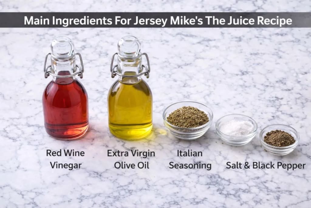 Ingredients for the Jersey Mike’s The Juice Recipe on my kitchen table