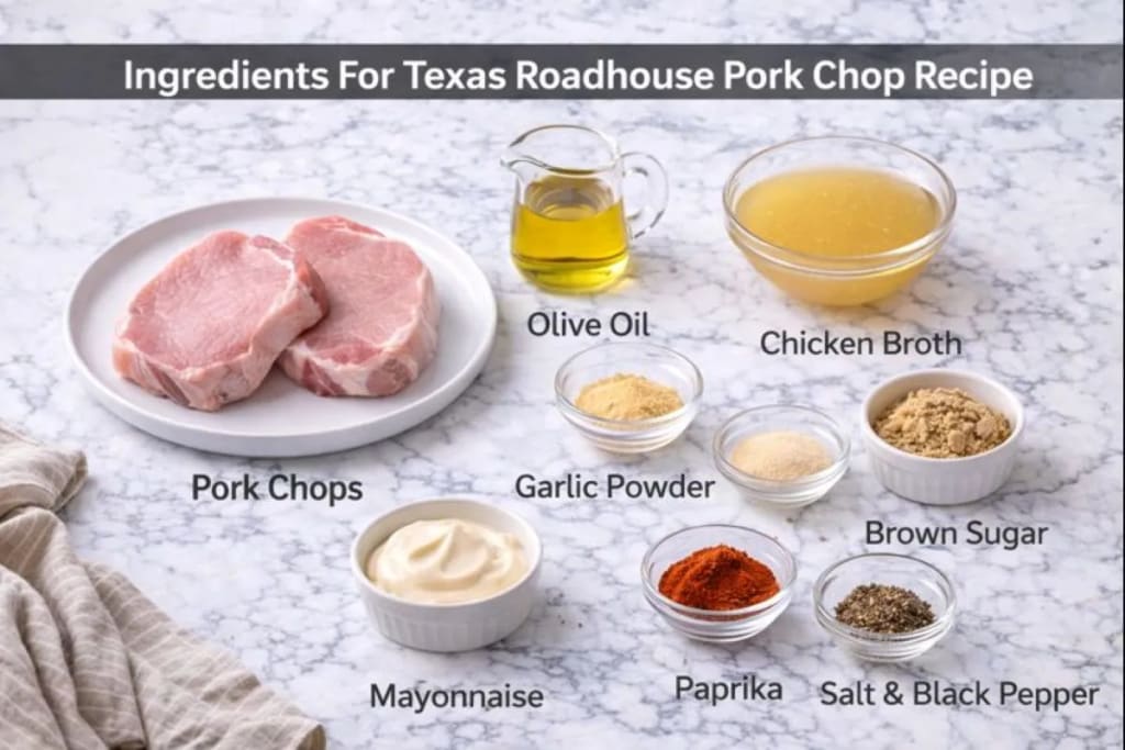 Main Ingredients For Texas Roadhouse Pork Chop Recipe on my kitchen table