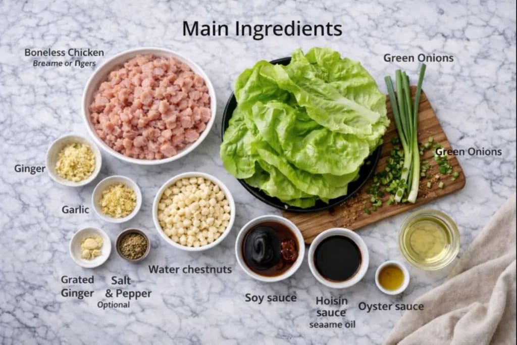 Main Ingredients For Yard House Chicken Lettuce Wraps Recipe