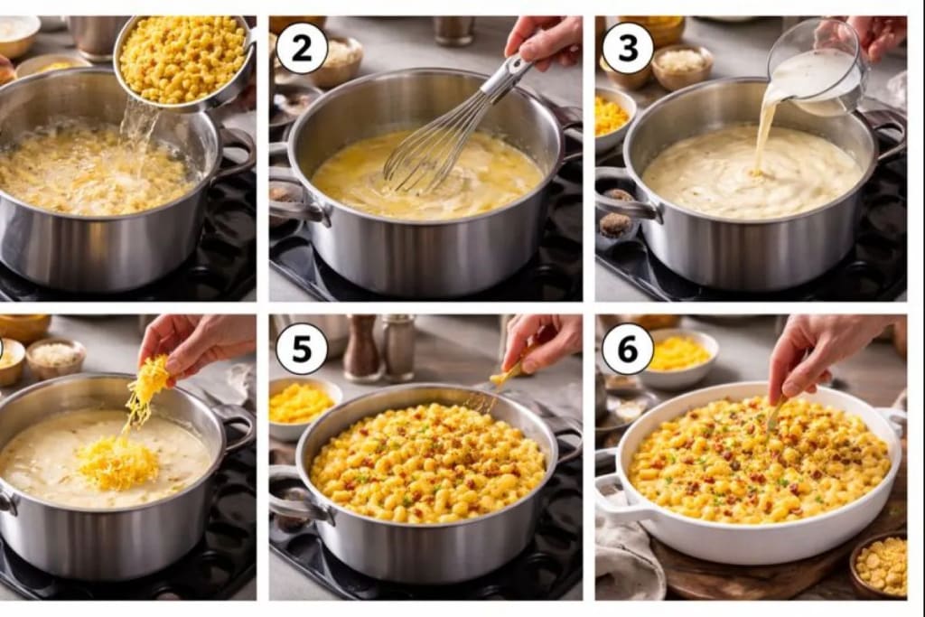 Visual Instruction For Mission BBQ Mac and Cheese Recipe