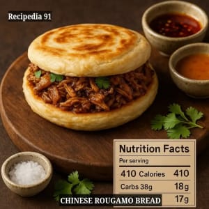 Homemade Rougamo Bread - A Zoomed finished HD image of this dish on the kitchen table.