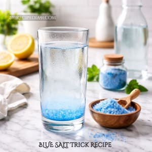 Homemade Blue Salt Trick Drink - A perfectly made drink on my kitchen table.