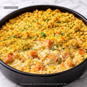 Homemade Hilltop Steakhouse Lobster Pie - A perfectly made pie on my kitchen table.