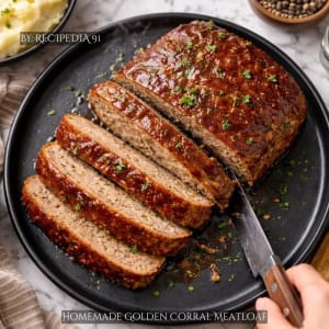 Homemade Golden Corral Meatloaf - A perfectly made meatloaf on my kitchen table.