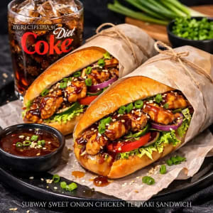 Homemade Subway Sweet Onion Chicken Teriyaki Recipe - A perfectly made sandwiches on the plate.
