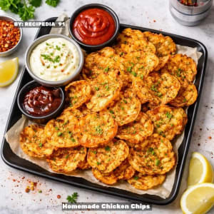 Homemade Chicken Chips - perfectly made chicken chips on my kitchen table.