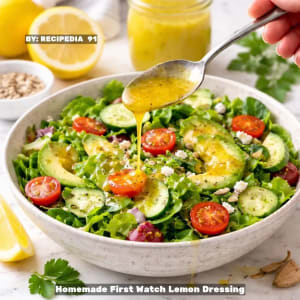 Homemade First Watch Lemon Dressing - A perfectly made dressing, drizzle over the green salad.