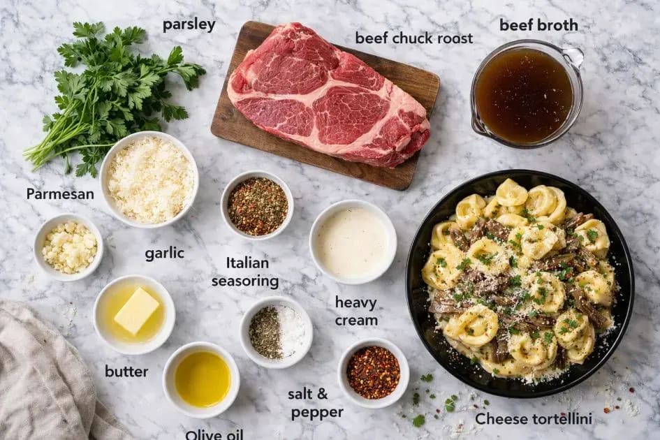 Main Ingredients For the Olive Garden Braised Beef Tortellini Recipe