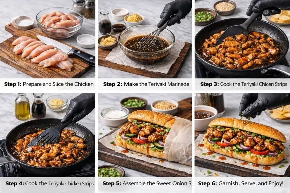 Visual Instruction For Subway Sweet Onion Chicken Teriyaki