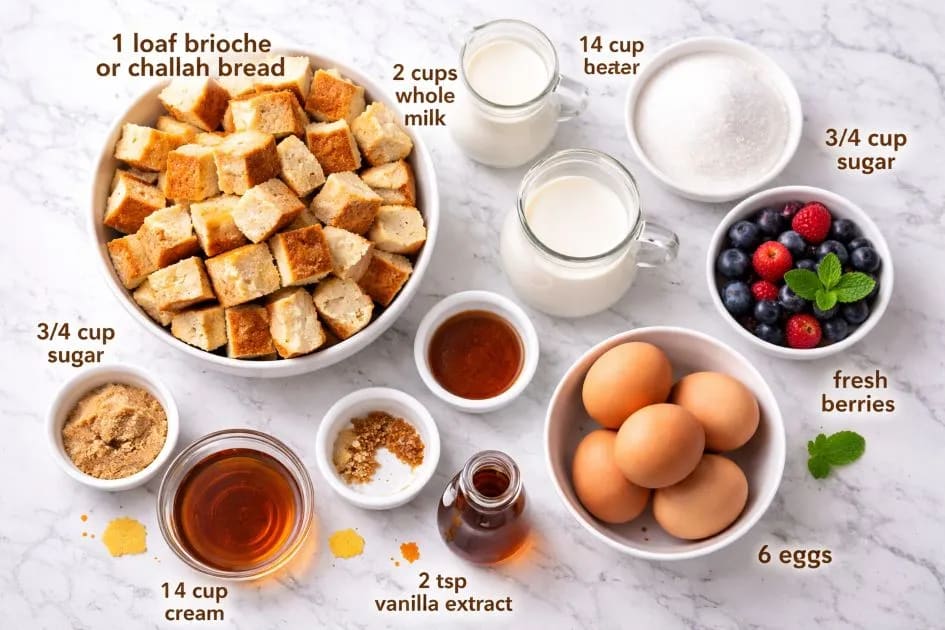 Ingredients for Barefoot Contessa Baked French Toast Casserole Recipe