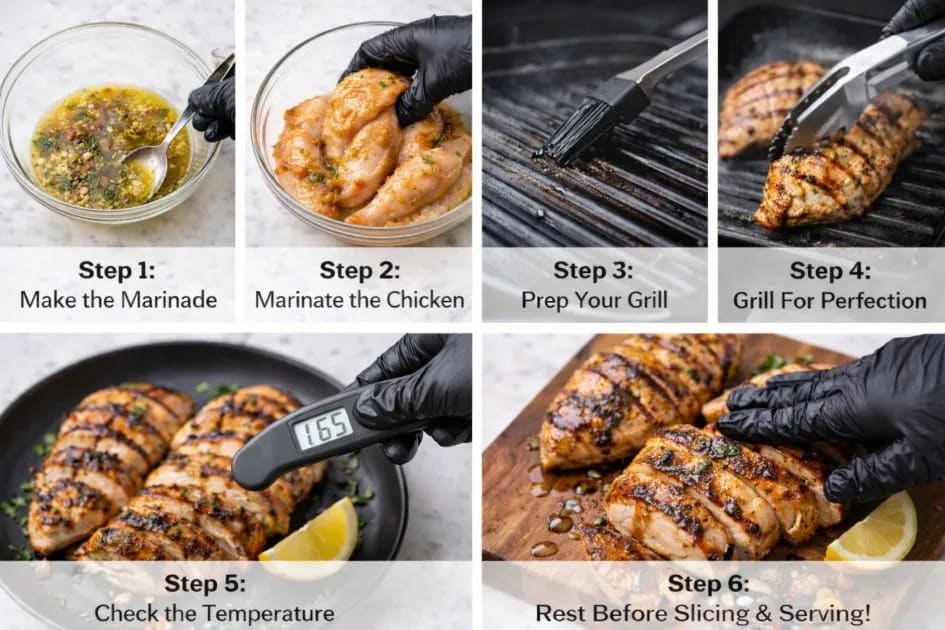 Visual Instruction For CAVA Grilled Chicken Recipe