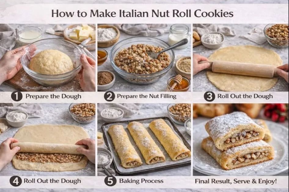 Visual Instruction For Italian Nut Roll Cookies